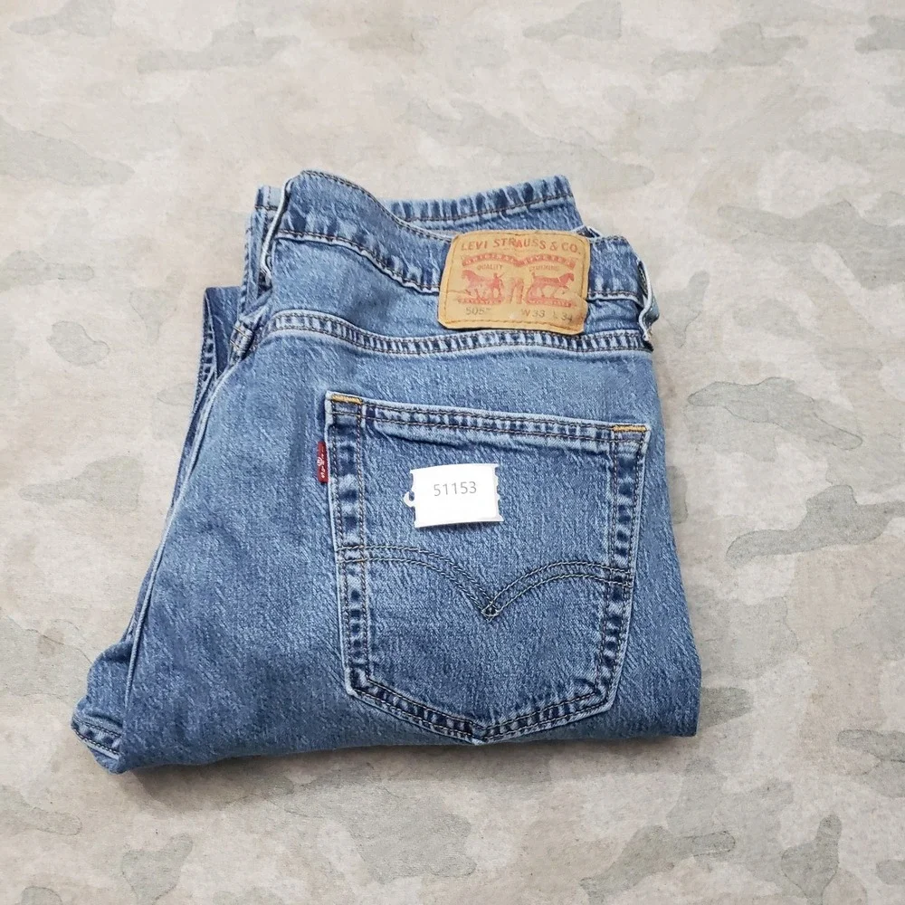 Levi's 505 Jeans Mens 33x34 Blue Workwear Straight Leg Denim Medium Wash